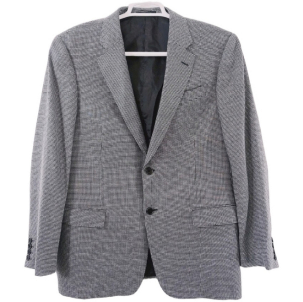 Armani Collezioni G Line 2 Button Blazer Sport‎ Coat Plaid Flap Pockets
